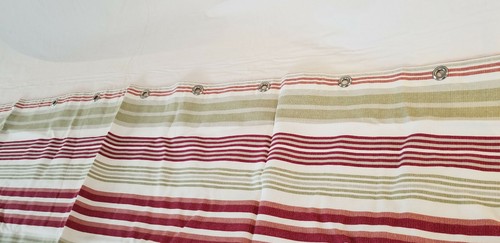 😃Oxford Red Cabana Stripe Shower Curtain,Hooks,Soap Dish & Wallpaper Border - Picture 5 of 12
