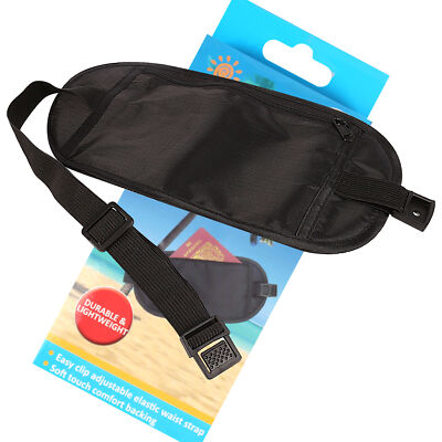BUM BAG Money Belt Bag Pouch Black Slimline Bumbag Water