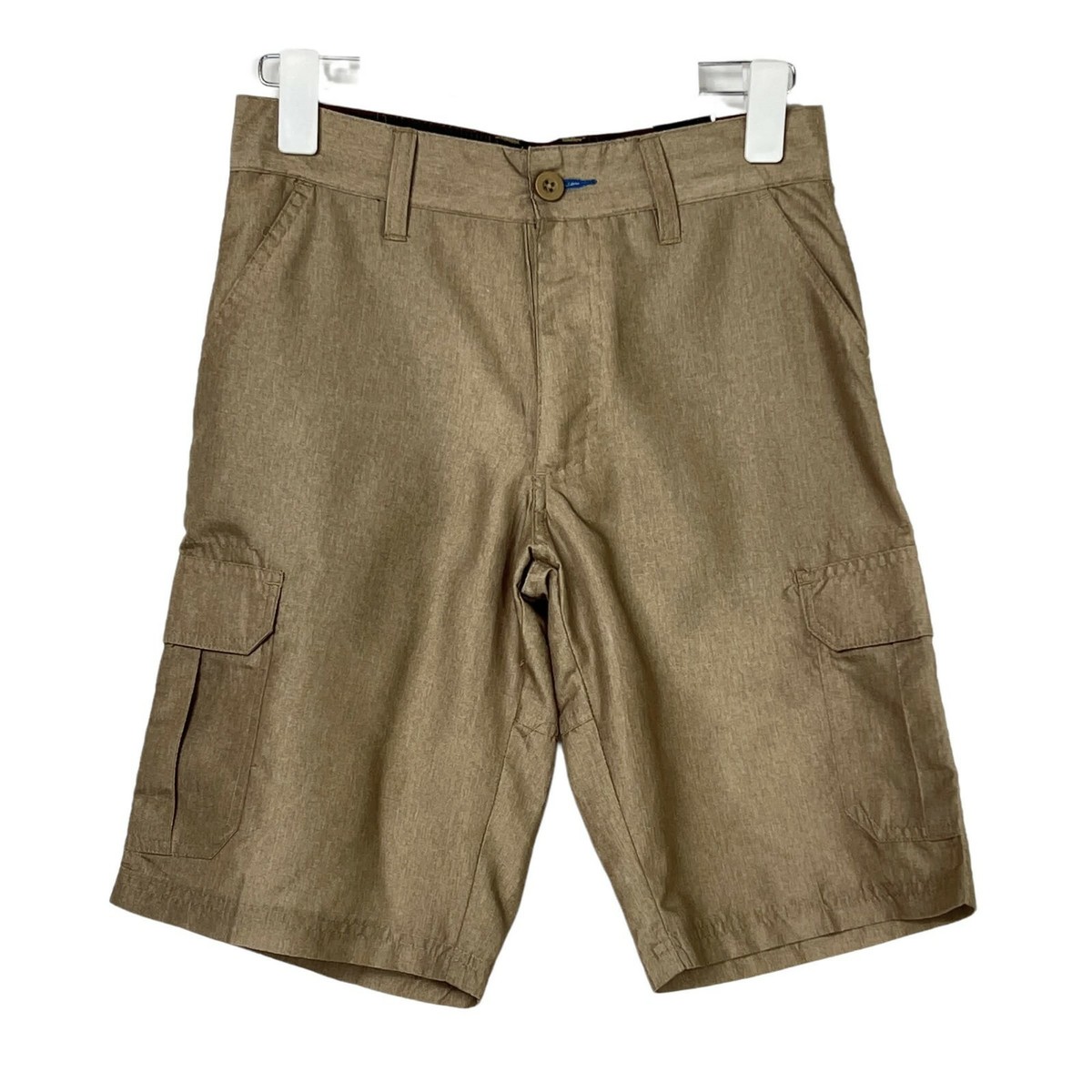 Burnside Heather Tan Khaki Lightweight Cargo Shorts Boys Size 28 18 NWT  Pockets