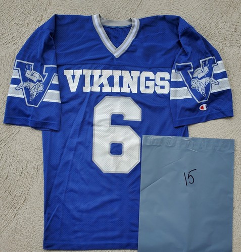 Vintage Champion Vikings #6 Blue Nylon Football Jersey Shirt Size Medium USA - Picture 6 of 10