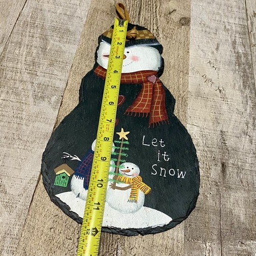 Hand Painted Snowman On Slate Tile Wall Hanging Very Nice - Picture 5 of 7