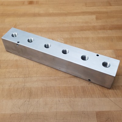 6 Port Manifold Block, (6)  3/4'' NPT, (2) 1 1/4'' NPT, 18'' OAL - NEW