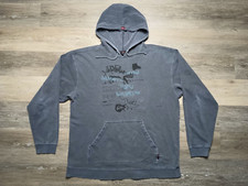 Quiksilver vtg Hoodie Y2K Gray Sweatshirt XL scribble ART surf skate Snowboard