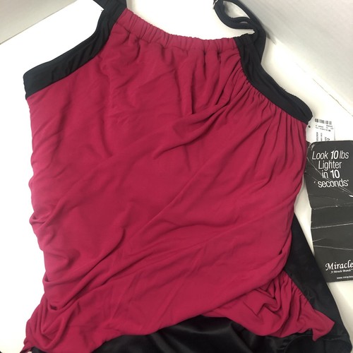 Miraclesuit Ruched Draped Women's 12 One Piece Swimwear Berry Red NWT Vacation - Picture 4 of 13