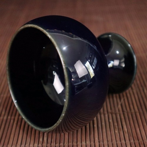 3,3 Zoll*3,1 Zoll Sammlung chinesisches Ming Porzellan TJi blaue Glasur hohe Fußtasse - Bild 4 von 7