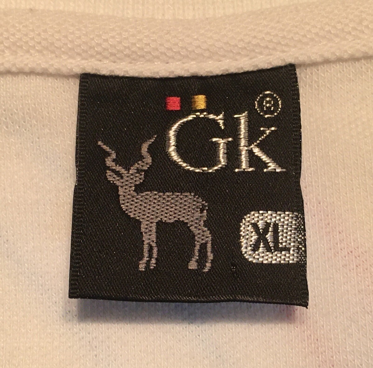 ヴィンテージ 1705 ゴルファー E.S. Herrmann プリント b Vintage GK Brand Size XL Polo Shirt White W/ Multicolor