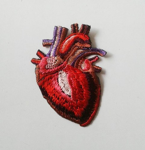 Anatomical Heart Handmade Embroidered Patch - Picture 3 of 5