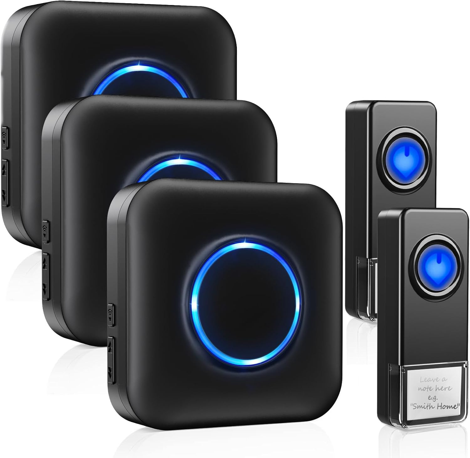 Campanello Senza Fili Impermeabile: Kit 2 Trasmettitori e 3 Ricevitori