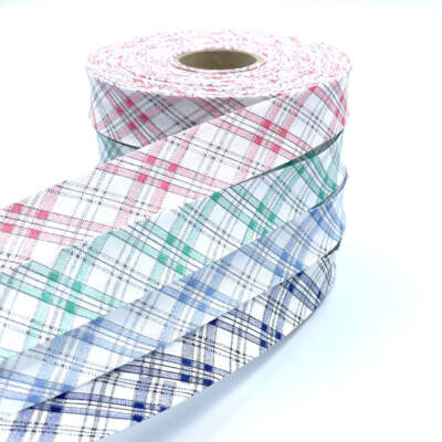 CRAFT CULT 25mm (1'') breit Tartan Karomuster Schrägband - 25m Rolle - Nähen