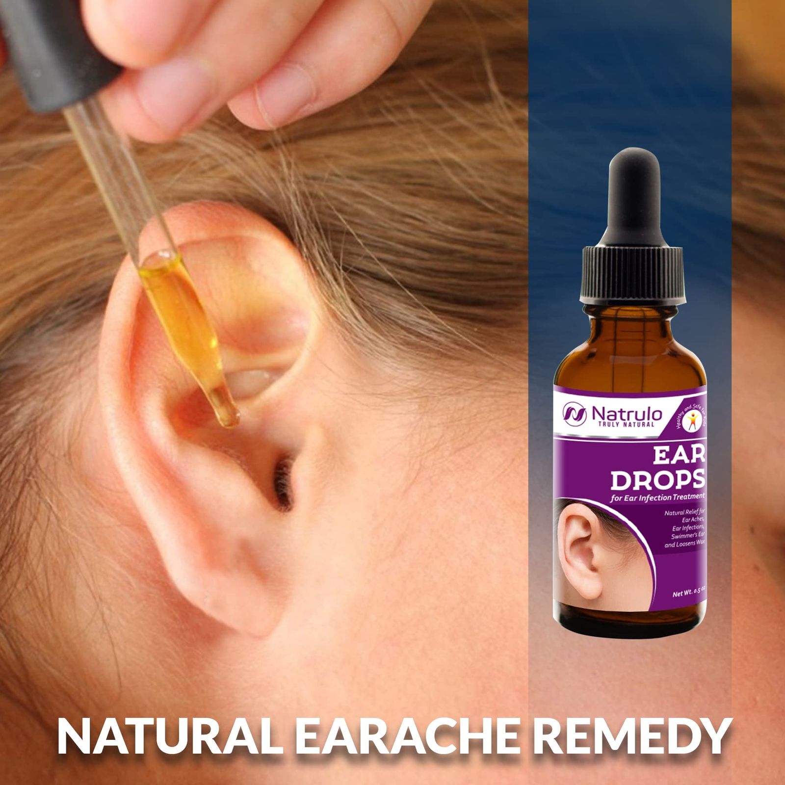 Natrulo Natural Ear Drops for Ear Infection Treatment - Homeopathic, Herbal