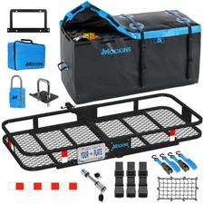 Mockins 60"x24"x6" Tow Hitch Cargo Rack with 25 Cu.Ft. Cargo Bag and Luggage Car