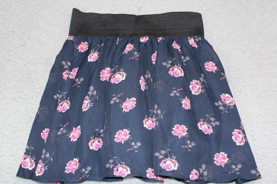 Falda Heritage 1981 para mujer pequeña azul floral línea A fluida informal elástica Foto 2 de 4