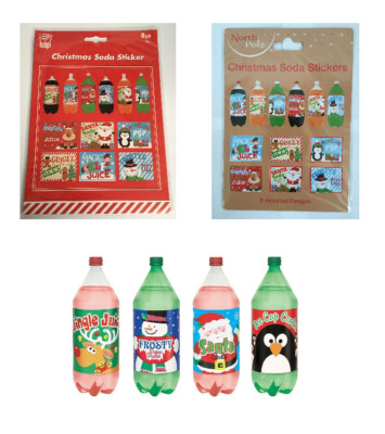 Weihnachten Soda / Pop Flasche Aufkleber * Wählen Sie Ihr Design * Perfekt für Partys