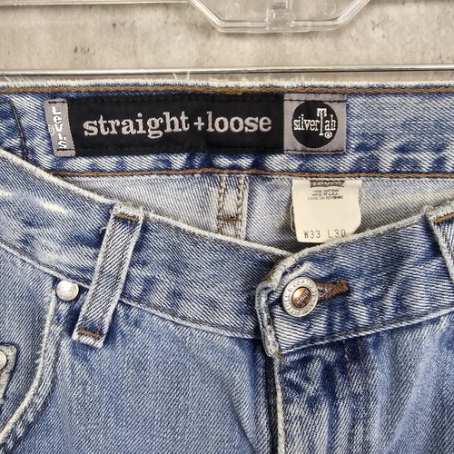 Pantalones de mezclilla vintage Y2K Levis Silvertab para hombre 31x28 sueltos pierna recta lavado claro - Imagen 5 de 13