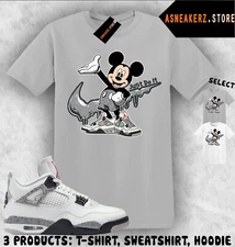 Shirt To Match AJ 4 White Cement 2025 Sneaker Matching Tee Drip M Mouse T-Shirt