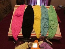 NWT WOMEN'S ONE SIZE, DOUBLE BUTTON CLOSE FLOWER HEADBANDS/EAR WARMERS. WARM