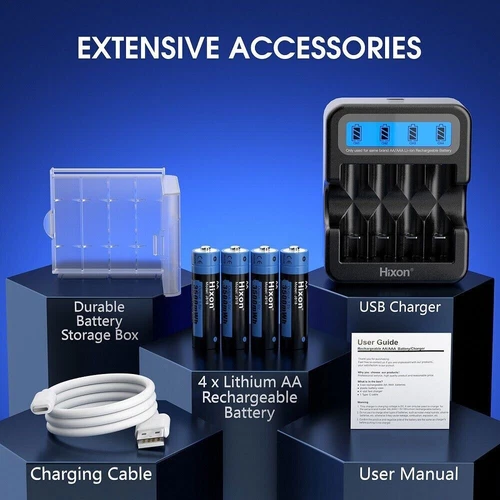 Hixon AA Akku 3500mWh 1,5V Wiederaufladbare Lithium AA Batterien LCD Ladegerät - Bild 12 von 20