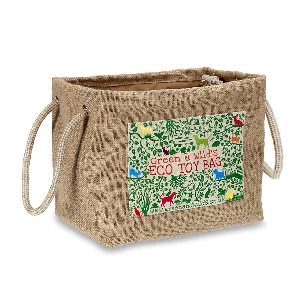 Green Wilds Eco-Friendly Jute Dog Toy Bag Toys Storage Bag