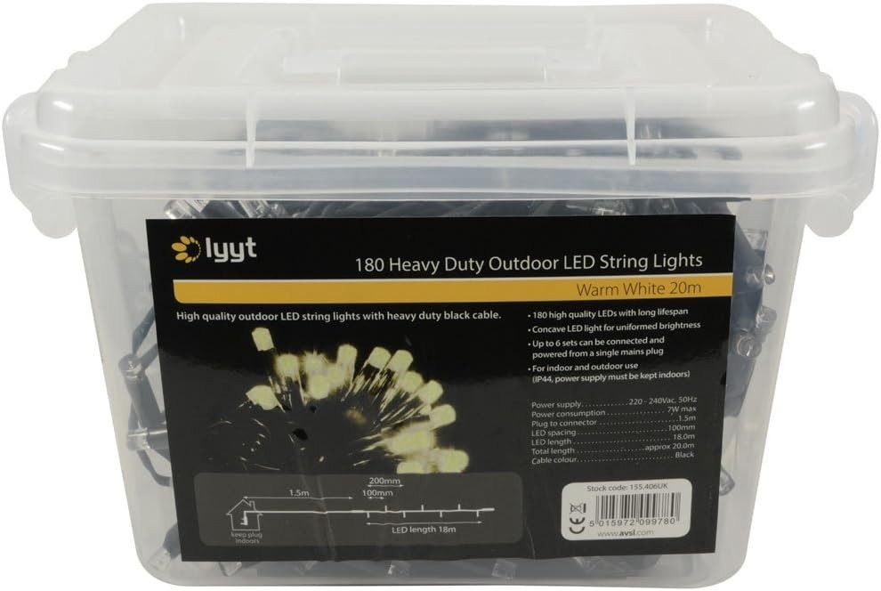 Heavy Duty Static String Lights Leds Indoor Outdoor Warm White New