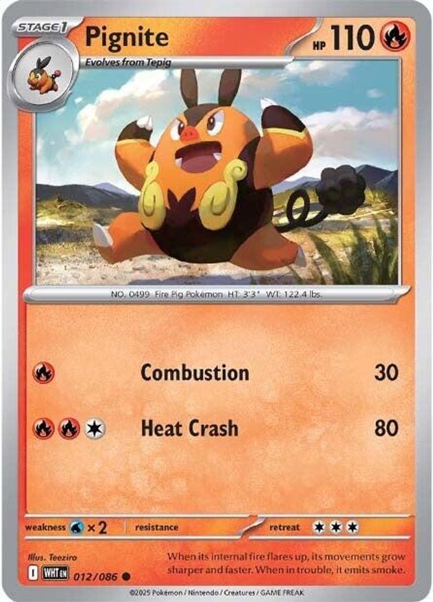 Pokemon Pignite (12/325) White Flare LP REVERSE HOLO