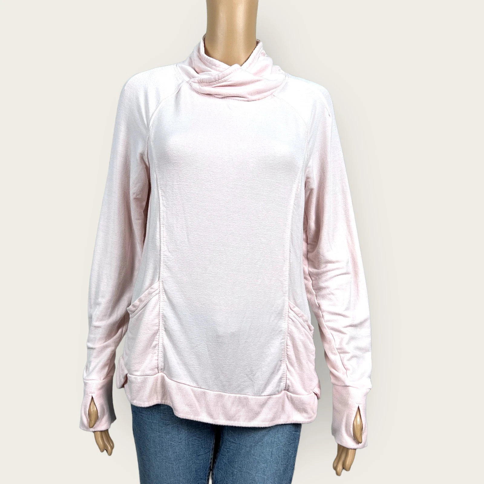 yogalicious high mockturtleneck pullover thumbholes sweatshirt