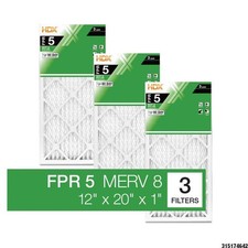 12 x 20 x 1 Standard Pleated Air Filter FPR 5, 3-Pack, Air Filters Replacement