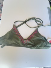 Aerie Women's Green Studded Bikini Top Size L NWT