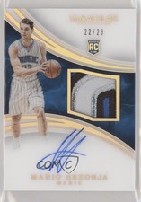 2015 Panini Immaculate Rookie Jersey Number 22/23 Mario Hezonja Patch Auto 2ct