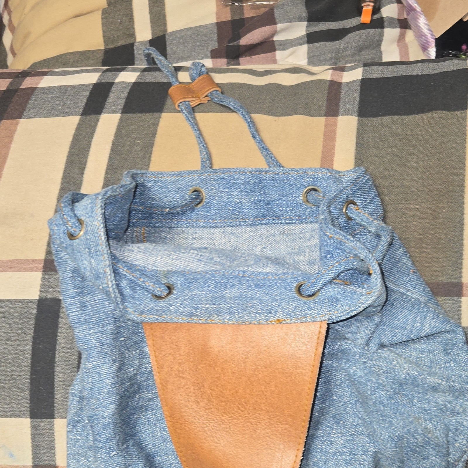 QQQ Blue Geometric Pattern Drawstring Shoulder Ba… - image 4