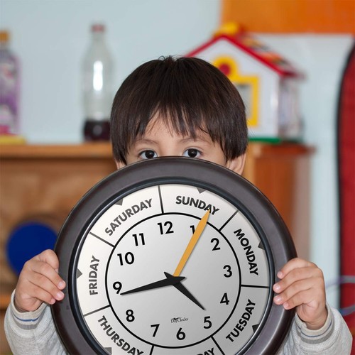 Time & Week-Day Wall Clock with Solid Plastic Frame – Weekly Analog Clock wit... - Picture 4 of 9