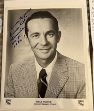 EMILE “THE CAT” FRANCIS LOT AUTOGRAPH NY RANGERS 8x10 SIGNED PHOTO & LETTER