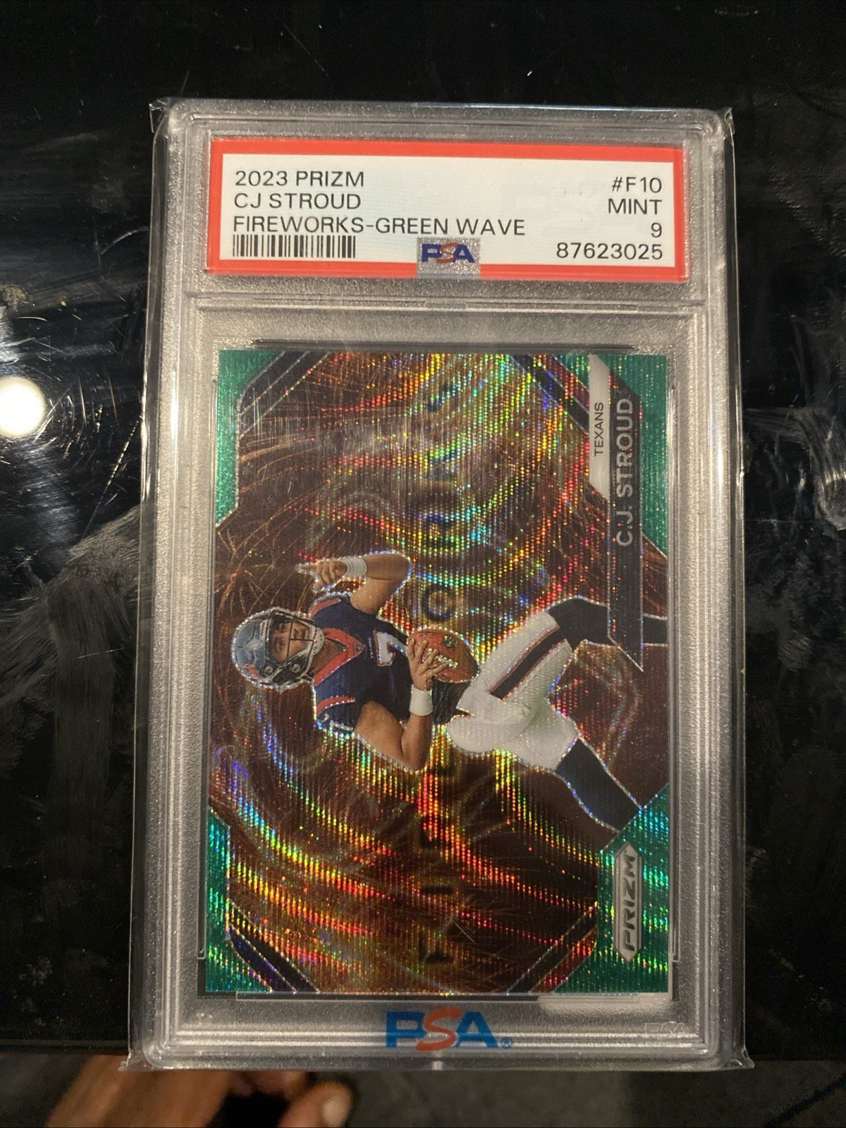 2023 Panini Prizm - Fireworks C.J. Stroud #F-10 Green Wave Prizm (RC)