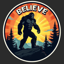 Bigfoot sticker vinyl decal wild sasquatch comic mountain woods outdoors
