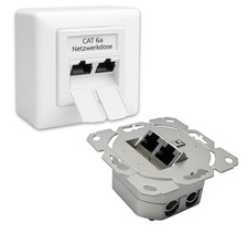 RJ45 Netzwerkdose CAT6A geschirmt 2-Port Aufp...