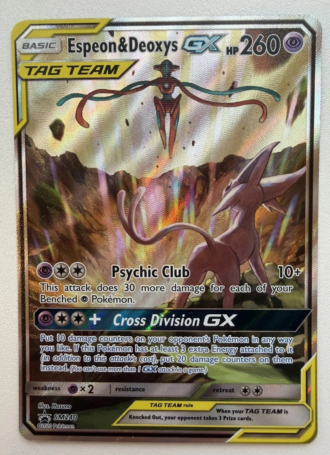 Espeon & Deoxys GX SM240 Pokemon Sun & Moon Black Star Promo Ultra Rare Card NM