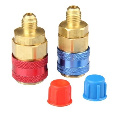 2Pcs HVAC Quick Coupler High Low Adapter 1/4'' SAE Male Flare Fitting R134A New