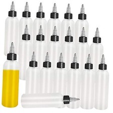20-Pack 4oz/120ml Plastic Boston Squeeze Bottles with Twist Top Cap White