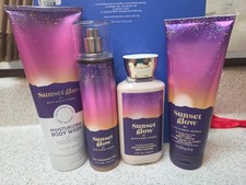 4 New Bath & Body Works Sunset Glow Mist Moisturizing Body Wash Lotion & Cream