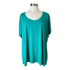 Spalding Womens 3X Green Athletic T-Shirt Dry-Fit Pullover V-neck Active Wear