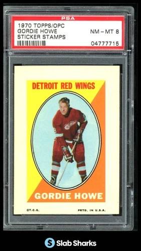 1970 TOPPS O-PEE-CHEE GORDIE HOWE STICKER STAMPS NM-MT PSA 8