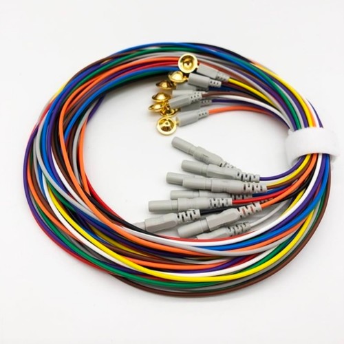 EEG Gold Cup Electrodes, 59 Inch Multicolor Cables, DIN 1.5mm Plug