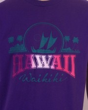 vintage 80s 90s single stitch Hawaii Waikiki T-Shirt Puffy Print palm trees XL
