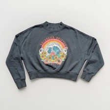 O Neill Daydream Drifter Cropped Crewneck Pullover Sweatshirt Gray Small Beachy