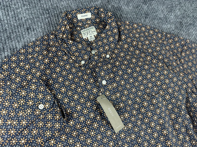 J Crew Shirt Mens Medium Blue Orange Floral Classic Fit Stretch Secret Wash NEW