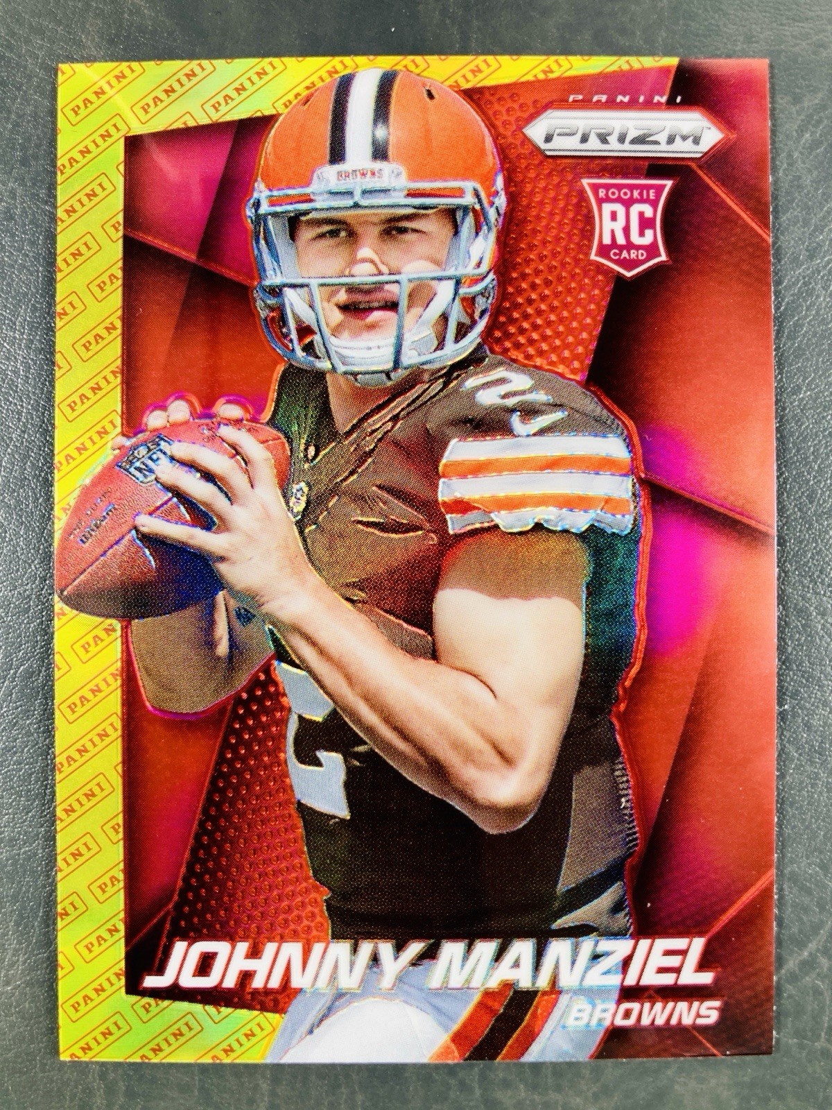 2014 PRIZM LOGO #287 JOHNNY MANZIEL ROOKIE FACING FORWARD BROWNS