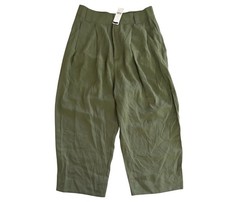 NWT Anthropologie Women s 8 Wide Leg Olive Green Pleated Crop Flowy Pants