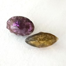 Small Vintage Glass Buttons Faceted Oval Shapes Mounted on Glass 7/16” - 1/2”