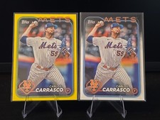 (2) 2024 Topps Series 2 Carlos Carrasco #693 YELLOW BORDER SP Mets + Base