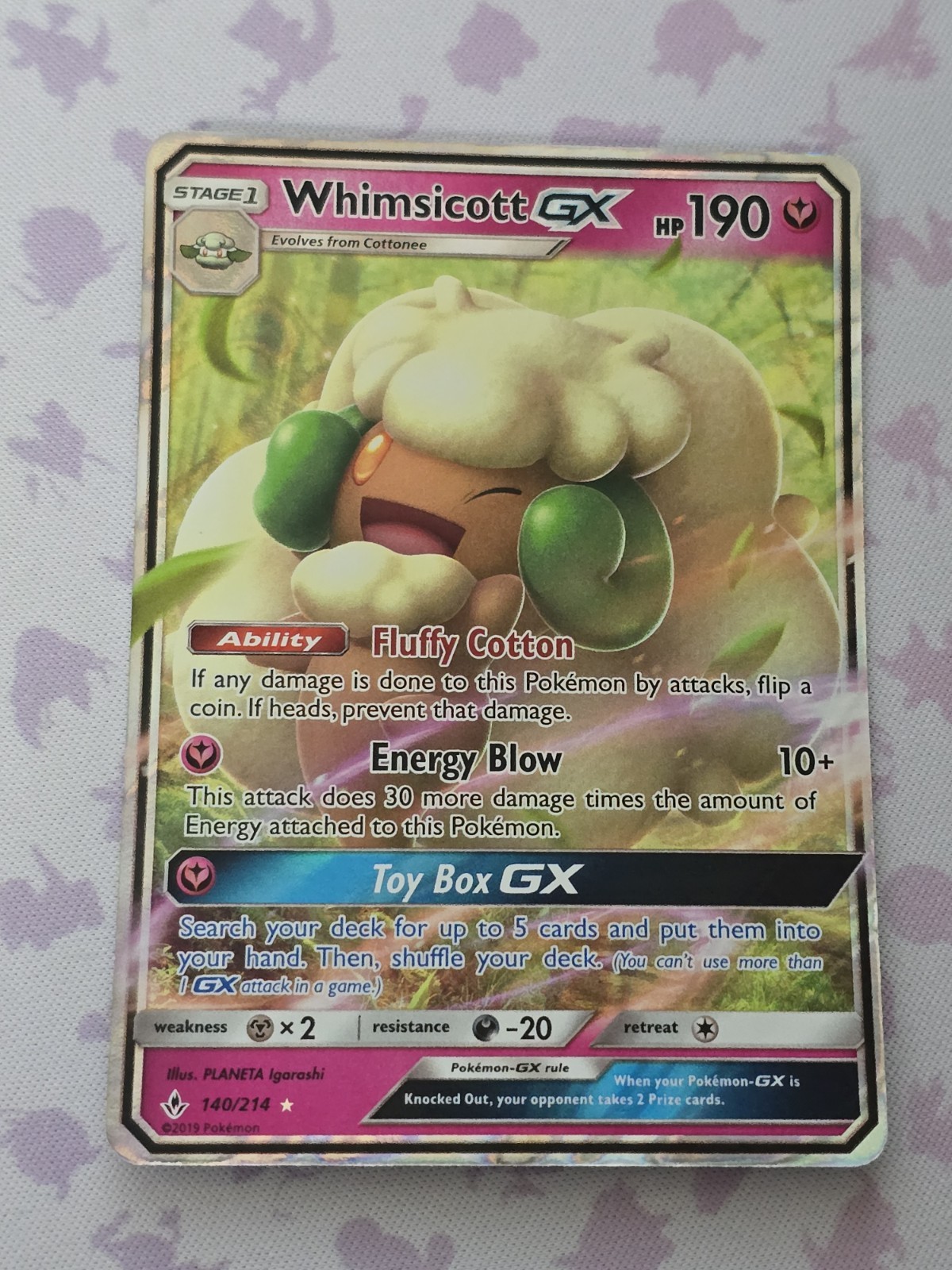 Pokemon Unbroken Bonds Whimsicott GX 140/214 NM 0038