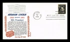 US COVER ABRAHAM LINCOLN 4C PROMINENT AMERICANS FDC KHOL KRAFT CACHET
